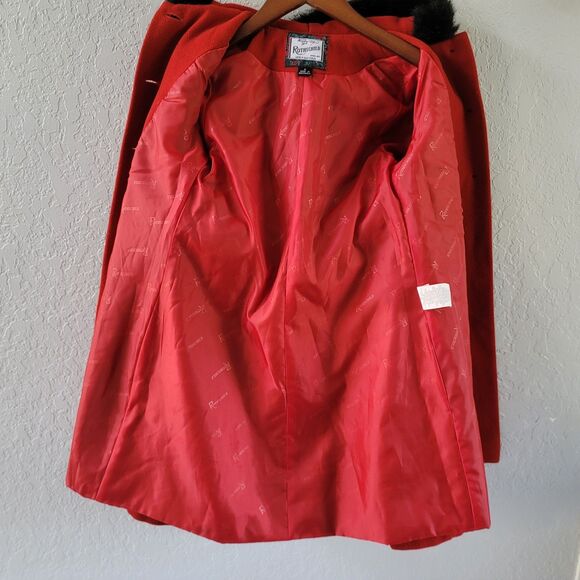 Rothschild Girls' Red Wool Dress Coat Faux Fur Trim Size 6 (missing button) - Picture 7 of 7